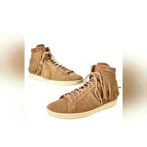 SAINT LAURENT Tan Suede Fringe Court Classic SL/18H High  Top Sneaker 9US Italy